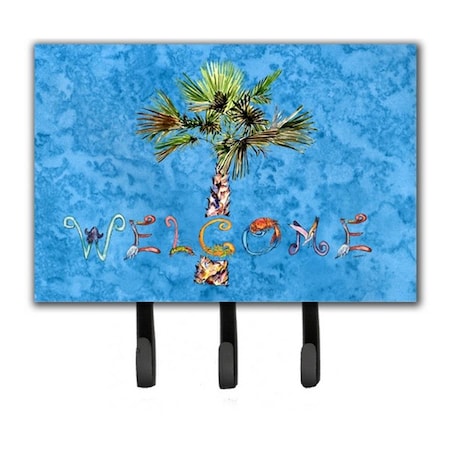 Jensendistributionservices Welcome Palm Tree On Blue Leash & Key Holder MI1660401